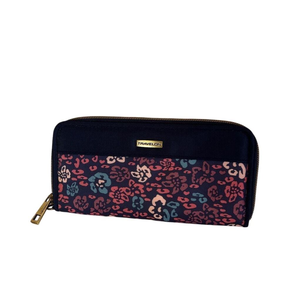 Travelon Women's Purple Floral Wristlet Wallet with RFID Blocking RFID Clean